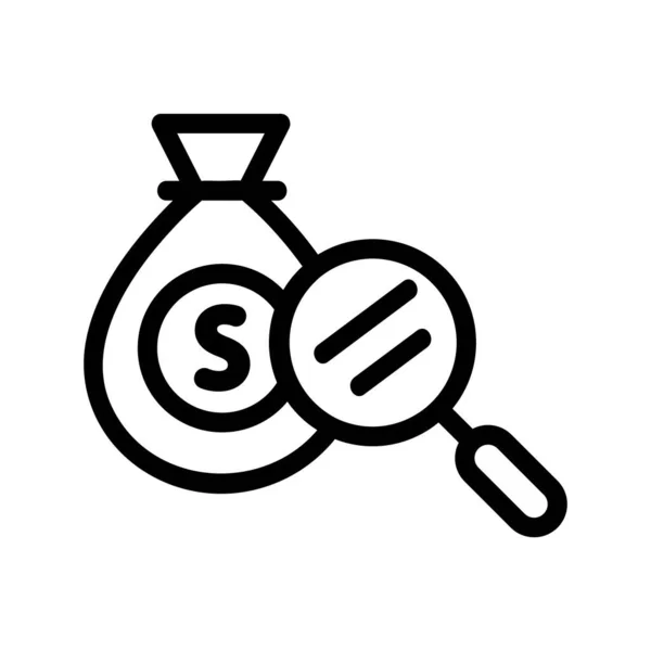 Zvětšuji ikonu tašky na peníze. Izolovaný obrysový symbol ilustrace — Stockový vektor