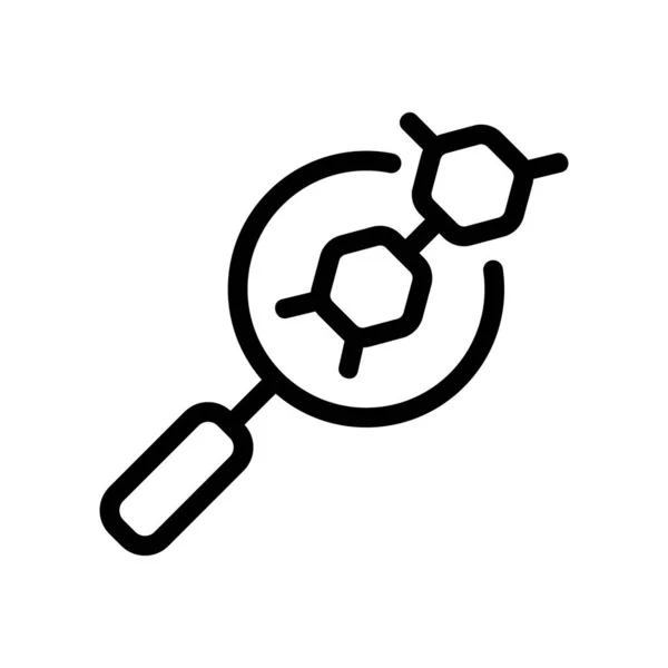 Vector icono de la molécula de lupa. Ilustración del símbolo de contorno aislado — Vector de stock