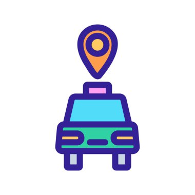 Taksi arabası ikon vektörü. İzole edilmiş kontür sembolü gösterimi