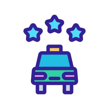 Taksi ikonu vektör derecesi. İzole edilmiş kontür sembolü gösterimi