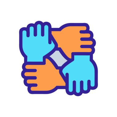 Karşılıklı yardım ikonu vektörü. İzole edilmiş kontür sembolü gösterimi