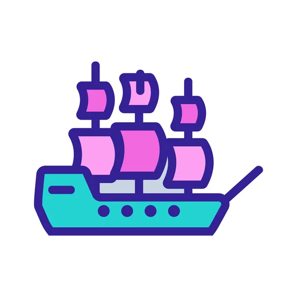 Barco pirata icono vector. Ilustración del símbolo de contorno aislado — Vector de stock