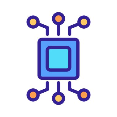 çip simgesi vektörü. İzole edilmiş kontür sembolü gösterimi