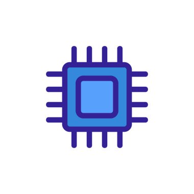 çip simgesi vektörü. İzole edilmiş kontür sembolü gösterimi