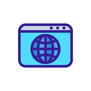 Tarayıcı internet simgesi vektörü. İzole edilmiş kontür sembolü gösterimi