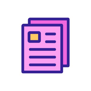 Kitapçık simgesi vektörü. İzole edilmiş kontür sembolü gösterimi