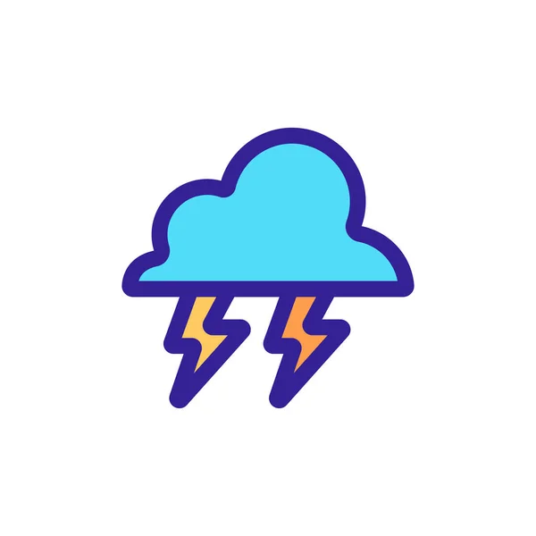 Lightning Storm Hurricane Icon Vector (en inglés). Ilustración del símbolo de contorno aislado — Vector de stock