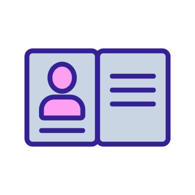 Pasaport simgesi vektörü. İzole edilmiş kontür sembolü gösterimi