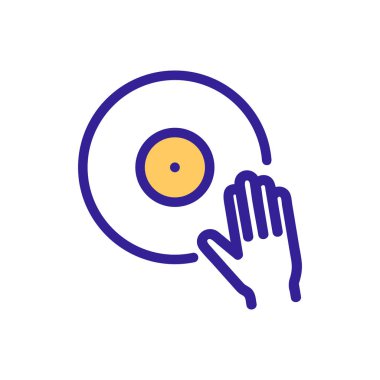 DJ vinil simge vektörü. İzole edilmiş kontür sembolü gösterimi