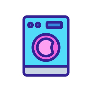 Çamaşır makinesi ikon vektörü. İzole edilmiş kontür sembolü gösterimi