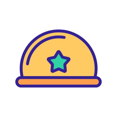 Askeri miğfer yıldız ikon vektörü. İzole edilmiş kontür sembolü gösterimi