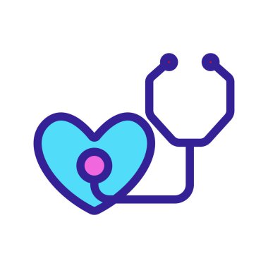 Stetoskop ve kalp ikonu vektörü. İzole edilmiş kontür sembolü gösterimi