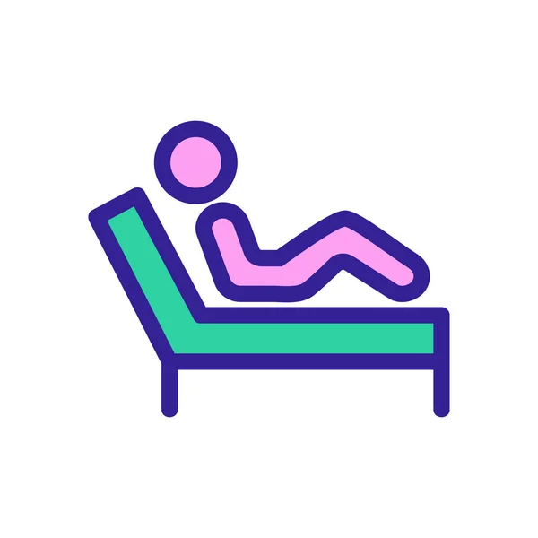 De man op het bed is de icoon vector. Geïsoleerde contoursymbool illustratie — Stockvector