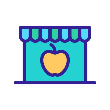 Sağlıklı gıda ikonu vektörünü depola. İzole edilmiş kontür sembolü gösterimi