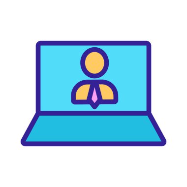 İş adamı dizüstü bilgisayar ikon vektörü. İzole edilmiş kontür sembolü gösterimi