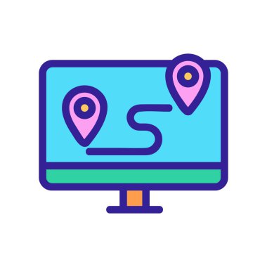 Monitor simge vektörünü yönlendir. İzole edilmiş kontür sembolü gösterimi