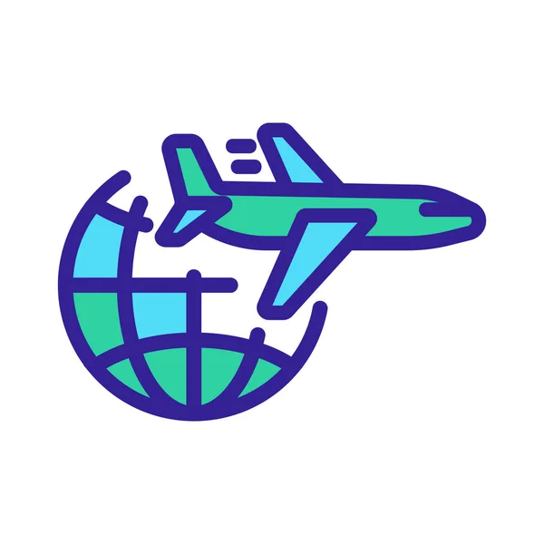 Plane Planet Icon Vector. Illustrazione del simbolo del contorno isolato — Vettoriale Stock