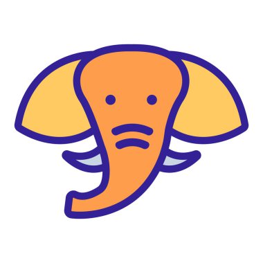 Fil simgesi vektörü. İzole edilmiş kontür sembolü gösterimi