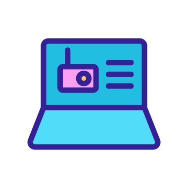 laptop radyo ikon vektörü. İzole edilmiş kontür sembolü gösterimi