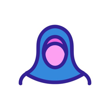 Başörtülü kadın ikon vektörü. İzole edilmiş kontür sembolü gösterimi