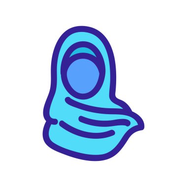 Başörtülü kadın ikon vektörü. İzole edilmiş kontür sembolü gösterimi