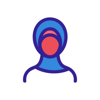 Başörtülü kadın ikon vektörü. İzole edilmiş kontür sembolü gösterimi