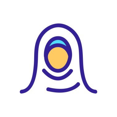 Başörtülü kadın ikon vektörü. İzole edilmiş kontür sembolü gösterimi