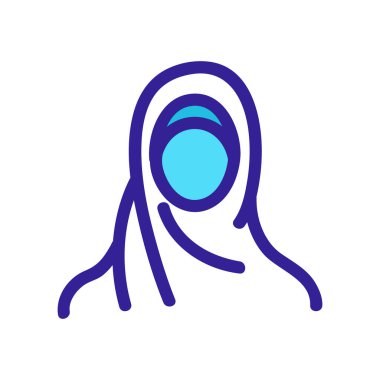 Başörtülü kadın ikon vektörü. İzole edilmiş kontür sembolü gösterimi