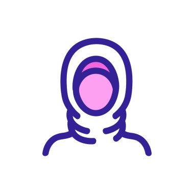 Başörtülü kadın ikon vektörü. İzole edilmiş kontür sembolü gösterimi