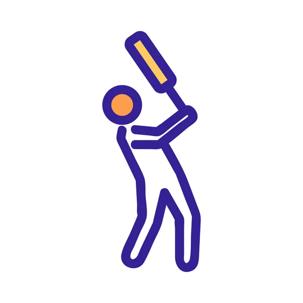 Cricket speler icoon vector. Geïsoleerde contoursymbool illustratie — Stockvector