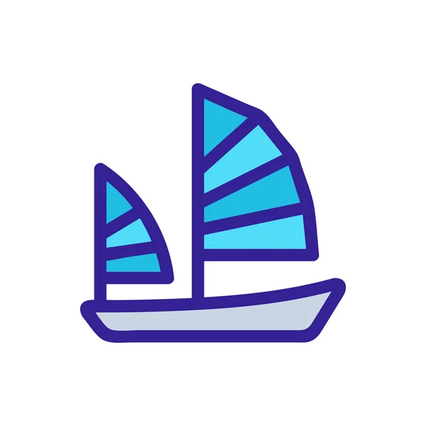 Bateau voile icône vecteur. Illustration de symbole de contour isolé — Image vectorielle