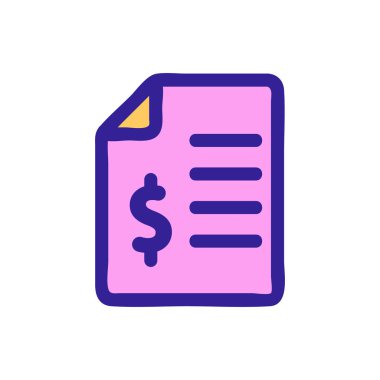 Dolar kağıt ikonu vektörü. İzole edilmiş kontür sembolü gösterimi