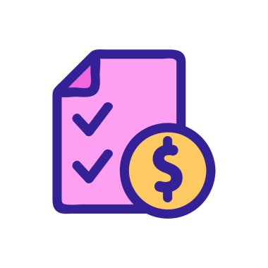 Dolar doküman ikonu vektörü. İzole edilmiş kontür sembolü gösterimi