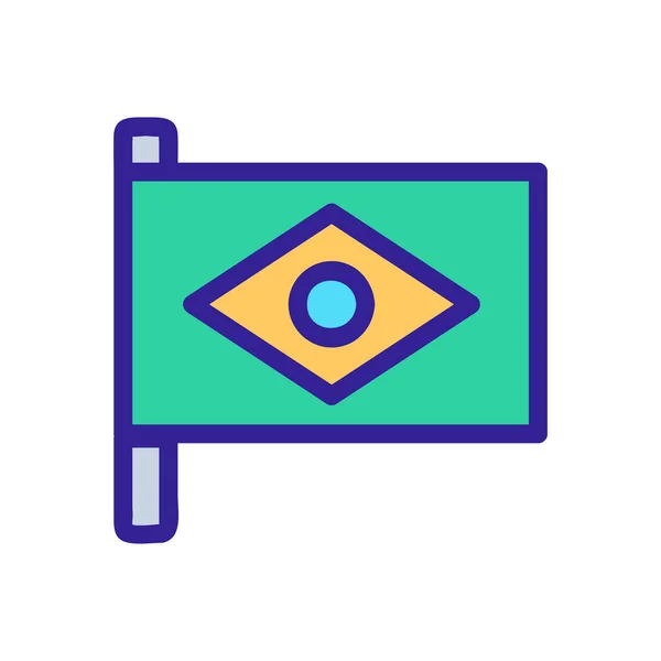 Значок вектора флага Бразилии. Изолированная контурная иллюстрация — стоковый вектор