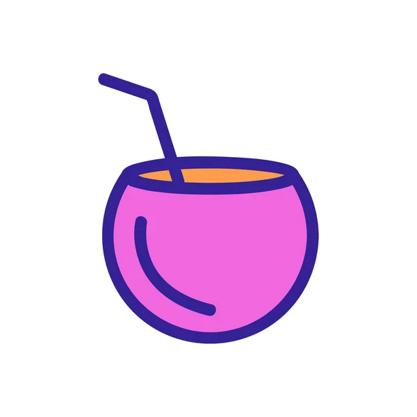 Coconut cocktail icon vector. Isolated contour symbol illustration — 스톡 벡터