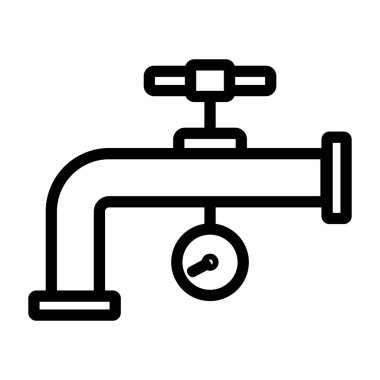 Tesisat boru ikonu vektörü. İzole edilmiş kontür sembolü gösterimi