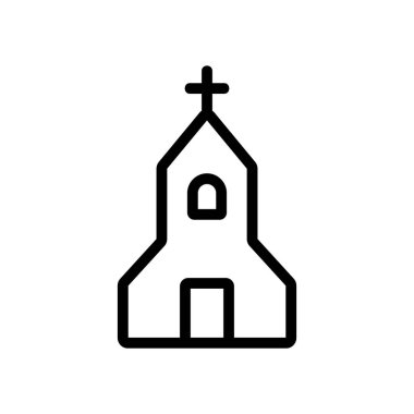 Kilise ikonu vektörü. İzole edilmiş kontür sembolü gösterimi