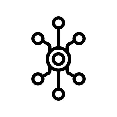 çip simgesi vektörü. İzole edilmiş kontür sembolü gösterimi