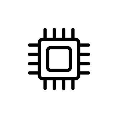 çip simgesi vektörü. İzole edilmiş kontür sembolü gösterimi