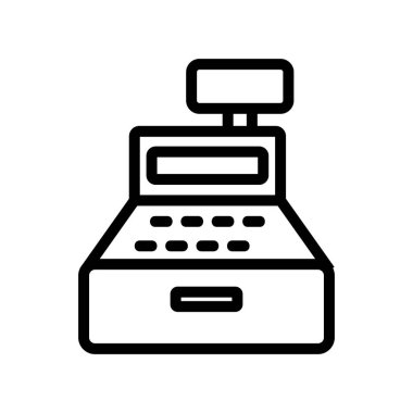 Kasiyer ikon vektörü. İzole edilmiş kontür sembolü gösterimi