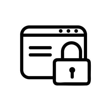 Tarayıcı koruma simgesi vektörü. İzole edilmiş kontür sembolü gösterimi