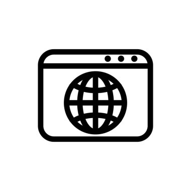 Tarayıcı internet simgesi vektörü. İzole edilmiş kontür sembolü gösterimi