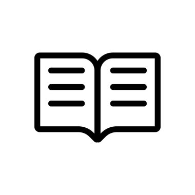 Kitapçık simgesi vektörü. İzole edilmiş kontür sembolü gösterimi