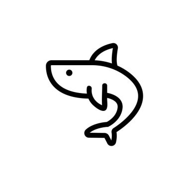 Köpekbalığı simgesi vektörü. İzole edilmiş kontür sembolü gösterimi