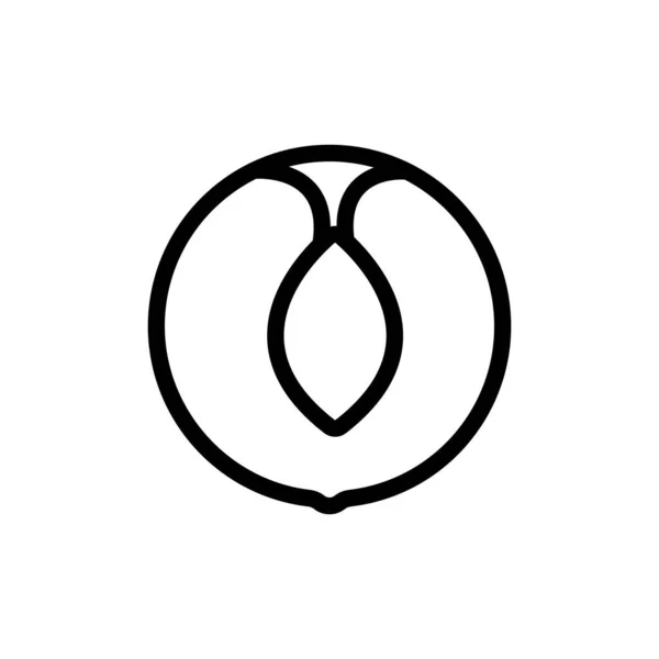 Şeftali ikonu vektörü. İzole edilmiş kontür sembolü gösterimi — Stok Vektör