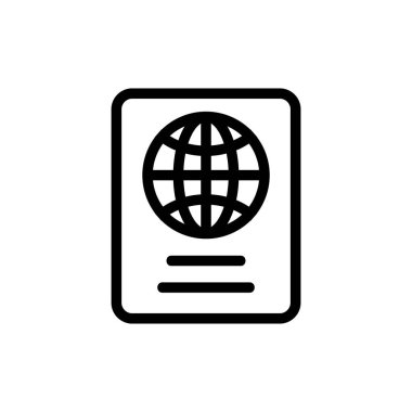 Pasaport simgesi vektörü. İzole edilmiş kontür sembolü gösterimi