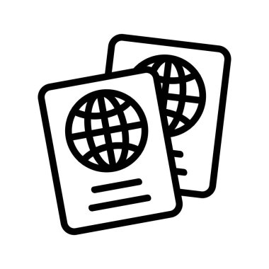 Pasaport simgesi vektörü. İzole edilmiş kontür sembolü gösterimi