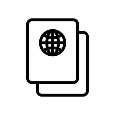 Pasaport simgesi vektörü. İzole edilmiş kontür sembolü gösterimi