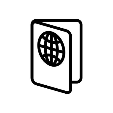 Pasaport simgesi vektörü. İzole edilmiş kontür sembolü gösterimi