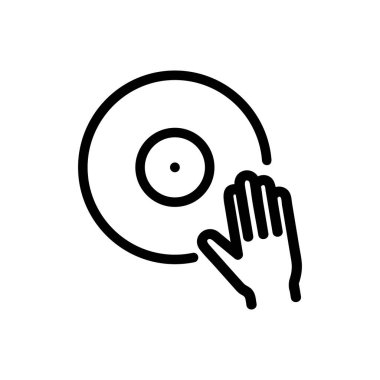 DJ vinil simge vektörü. İzole edilmiş kontür sembolü gösterimi
